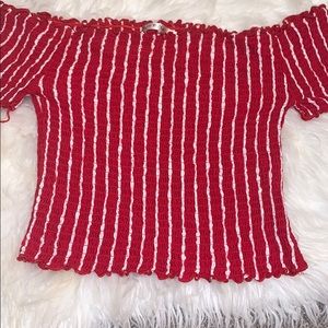 A red and white tube top